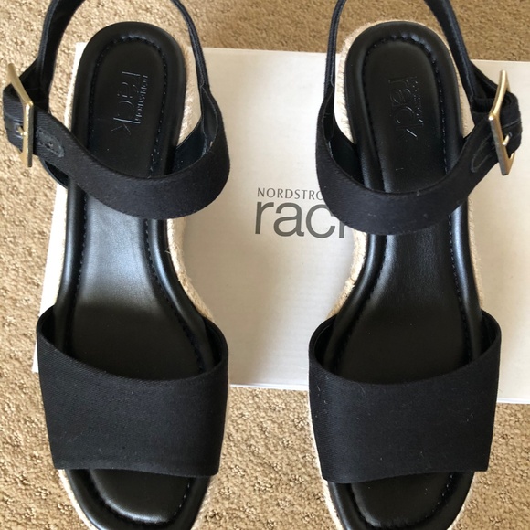 NORDSTROM RACK Charlene Espadrille Platform Wedge Sandal, Black, size 8M, NWOT - Picture 3 of 6
